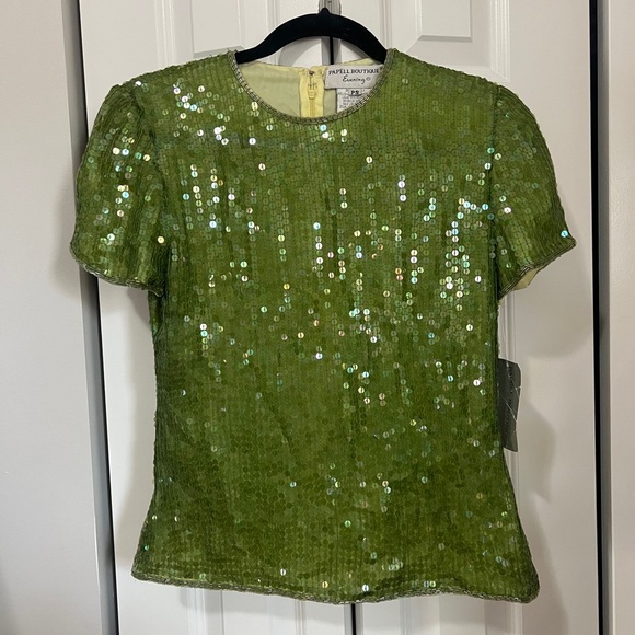 Vintage 100% Silk Embellished Papell Boutique Top (Size S-P) - Picture 1 of 9
